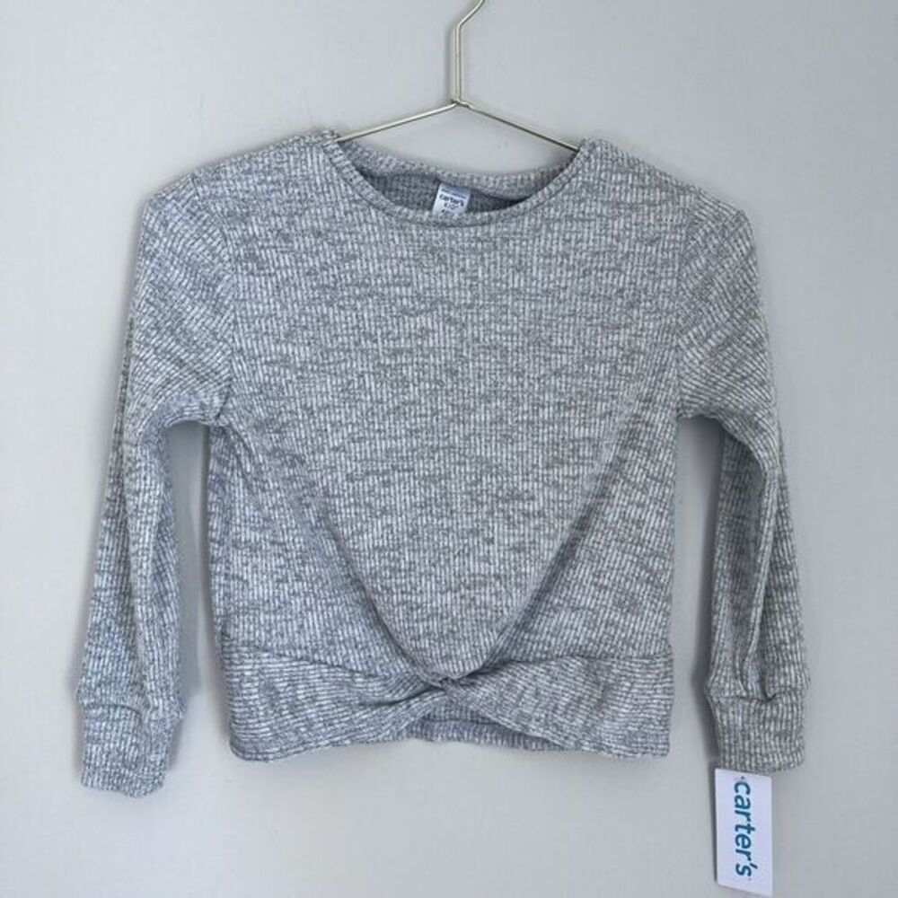 Carter's NWT New Kids Girls Softspun Twist‎ Front Ribbed Sweater Gray Size 6